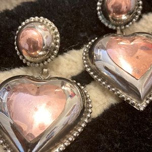 FINAL PRICE Clip-On Large Heart Dangling Earrings